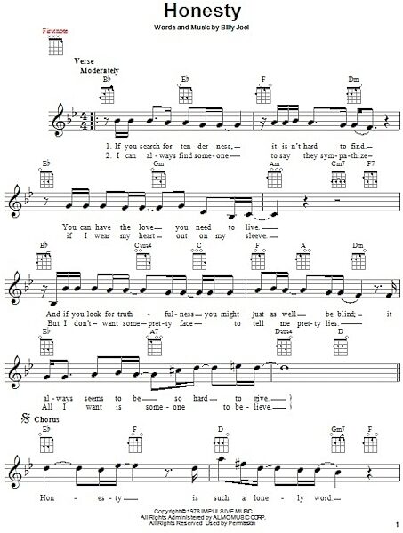 open zoom image for Honesty - Ukulele, New, Main
