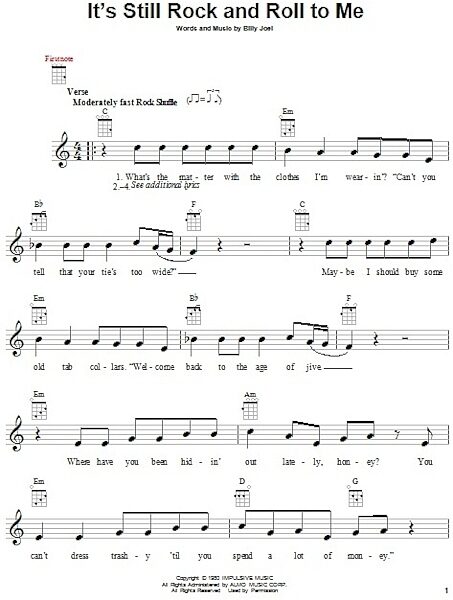 open zoom image for It's Still Rock And Roll To Me - Ukulele, New, Main