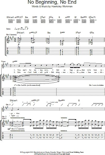 open zoom image for No Beginning No End - Guitar TAB, New, Main