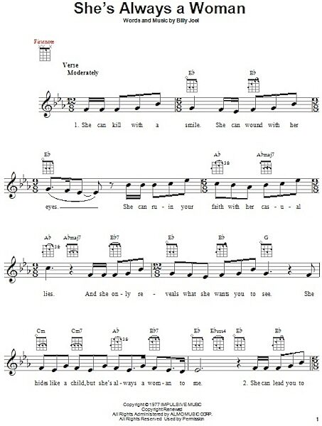 open zoom image for She's Always A Woman - Ukulele, New, Main