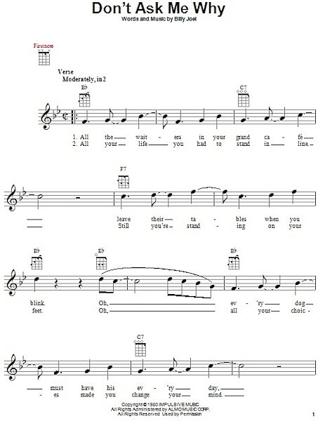 open zoom image for Don't Ask Me Why - Ukulele, New, Main