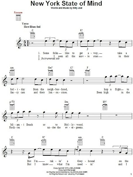 open zoom image for New York State Of Mind - Ukulele, New, Main