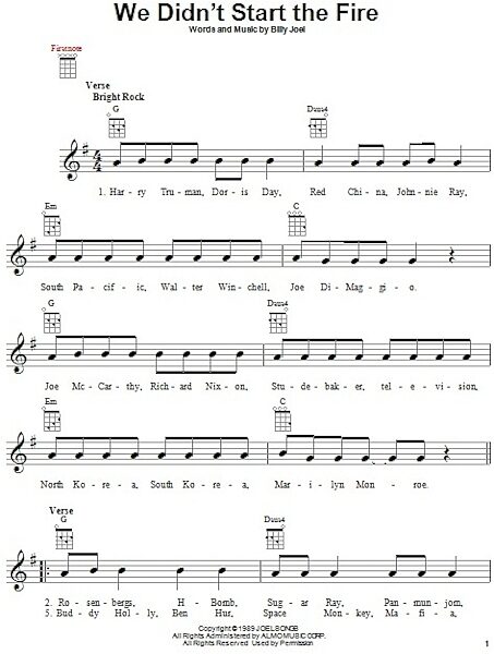 open zoom image for We Didn't Start The Fire - Ukulele, New, Main
