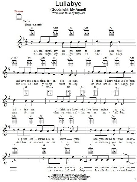 open zoom image for Lullabye (Goodnight, My Angel) - Ukulele, New, Main