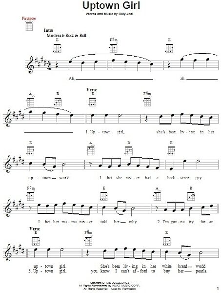 open zoom image for Uptown Girl - Ukulele, New, Main