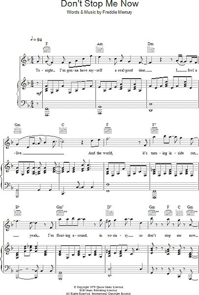 open zoom image for Don't Stop Me Now - Piano/Vocal/Guitar, New, Main