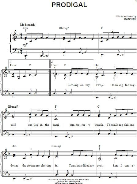 open zoom image for Prodigal - Easy Piano, New, Main