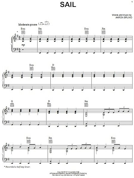 open zoom image for Sail - Piano/Vocal/Guitar, New, Main