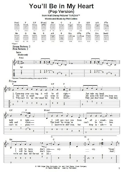 open zoom image for You'll Be In My Heart (Pop Version) - Easy Guitar with TAB, New, Main