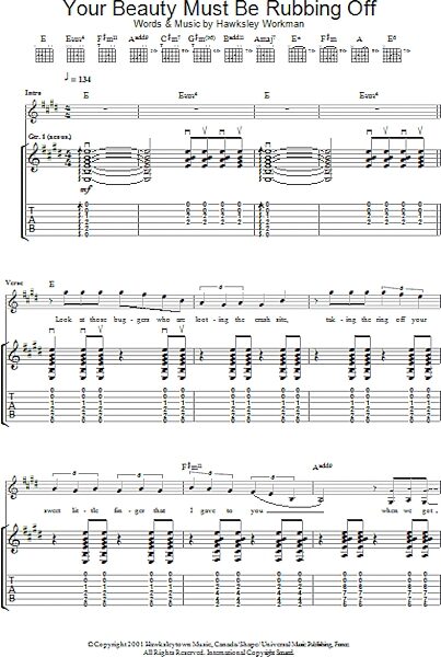 open zoom image for Your Beauty Must Be Rubbing Off - Guitar TAB, New, Main