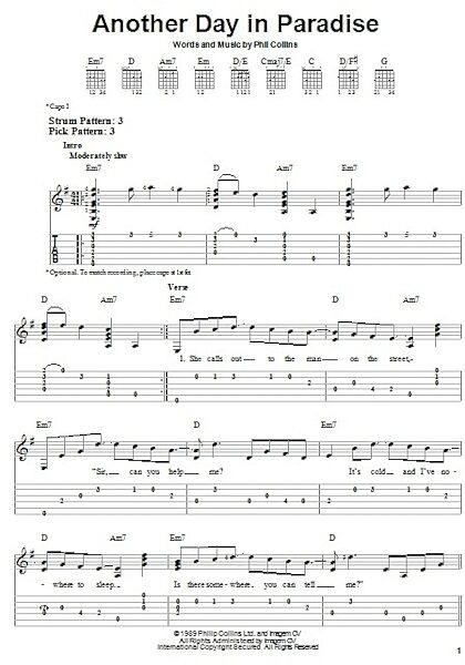 open zoom image for Another Day In Paradise - Easy Guitar with TAB, New, Main
