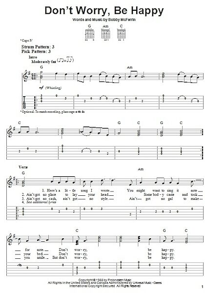 open zoom image for Don't Worry, Be Happy - Easy Guitar with TAB, New, Main