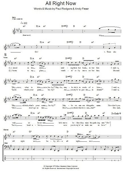 open zoom image for All Right Now - Bass Tab, New, Main