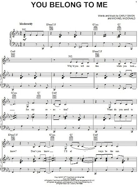 open zoom image for You Belong To Me - Piano/Vocal/Guitar, New, Main