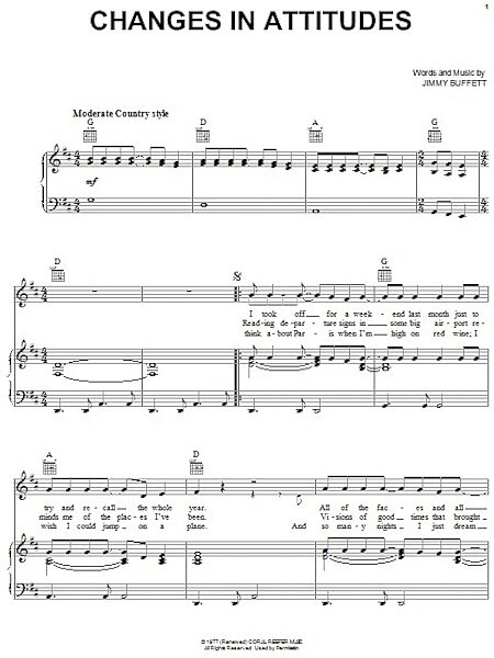 open zoom image for Changes In Attitudes - Piano/Vocal/Guitar, New, Main