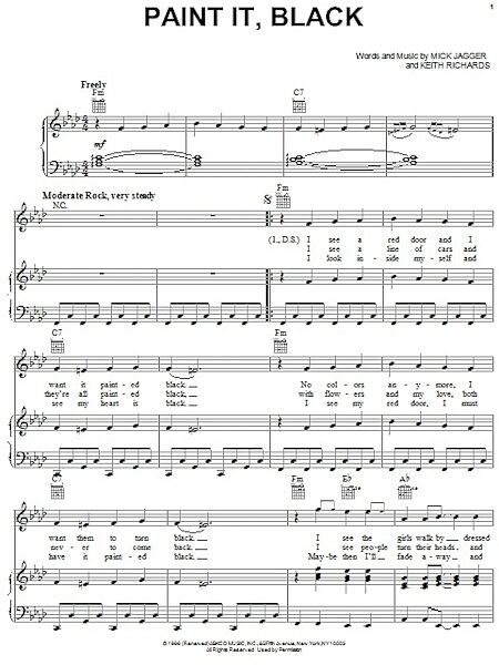 open zoom image for Paint It, Black - Piano/Vocal/Guitar, New, Main