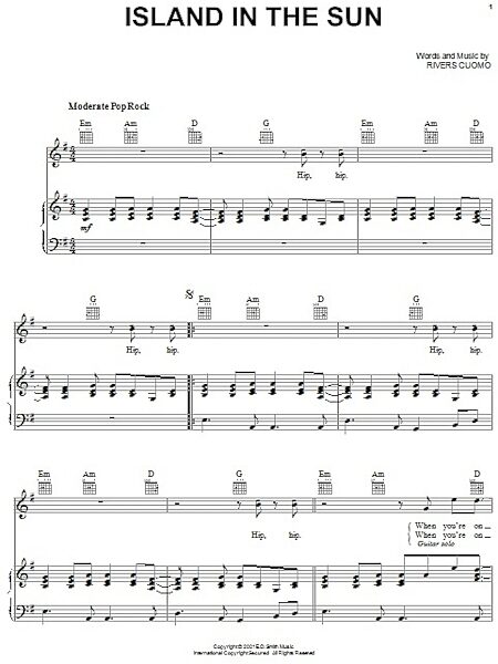 open zoom image for Island In The Sun - Piano/Vocal/Guitar, New, Main