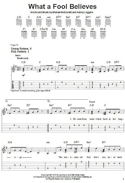 open zoom image for What A Fool Believes - Easy Guitar with TAB, New, Main