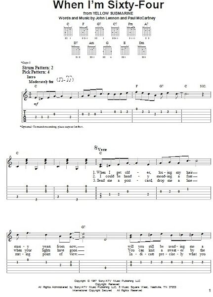 open zoom image for When I'm Sixty-Four - Easy Guitar with TAB, New, Main
