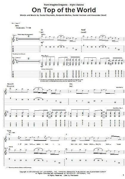 open zoom image for On Top Of The World - Guitar TAB, New, Main
