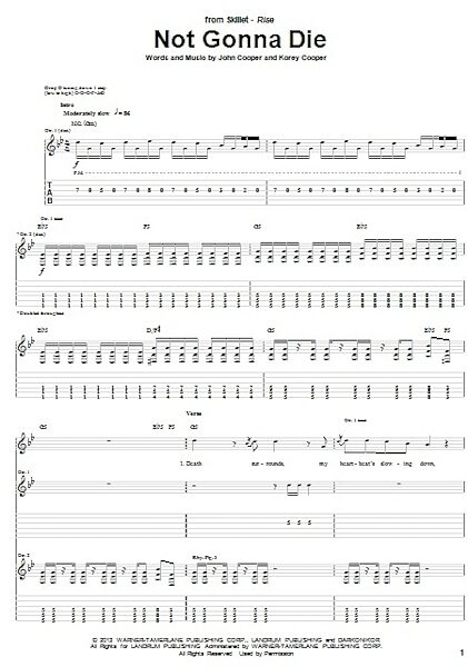 open zoom image for Not Gonna Die - Guitar TAB, New, Main