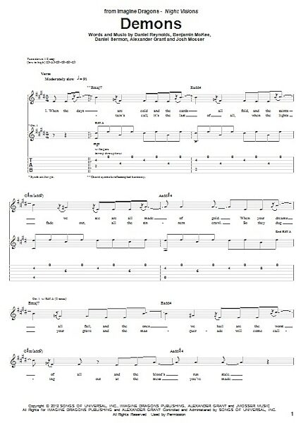 open zoom image for Demons - Guitar TAB, New, Main