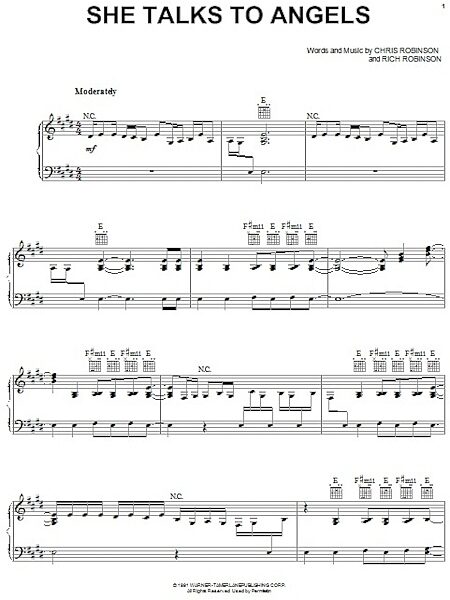 open zoom image for She Talks To Angels - Piano/Vocal/Guitar, New, Main