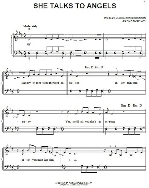 open zoom image for She Talks To Angels - Easy Piano, New, Main