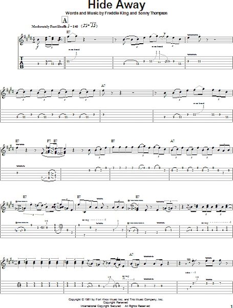 open zoom image for Hide Away - Guitar TAB, New, Main