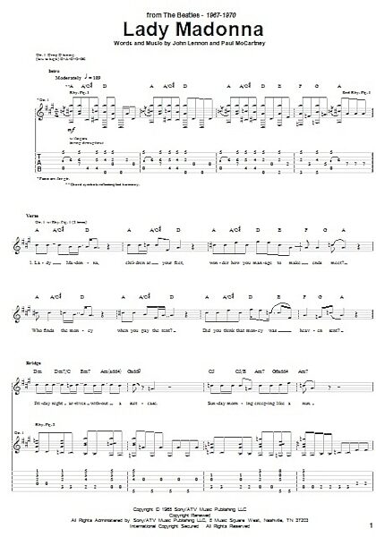 open zoom image for Lady Madonna - Guitar TAB, New, Main