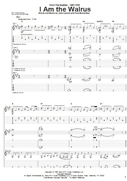 open zoom image for I Am The Walrus - Guitar TAB, New, Main