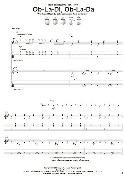 open zoom image for Ob-La-Di, Ob-La-Da - Guitar TAB, New, Main