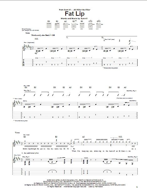 open zoom image for Fat Lip - Guitar TAB, New, Main