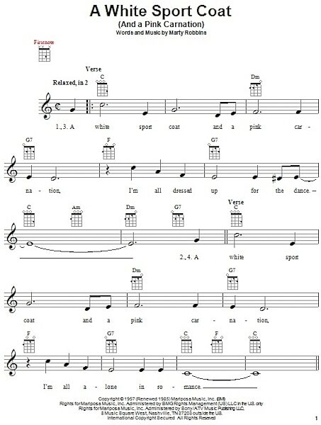 open zoom image for A White Sport Coat (And A Pink Carnation) - Ukulele, New, Main