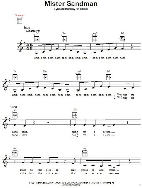 open zoom image for Mister Sandman - Ukulele, New, Main