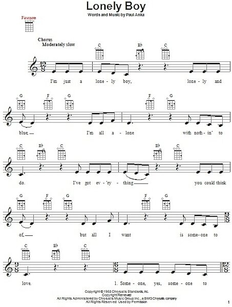 open zoom image for Lonely Boy - Ukulele, New, Main