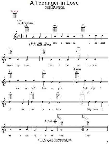 open zoom image for A Teenager In Love - Ukulele, New, Main