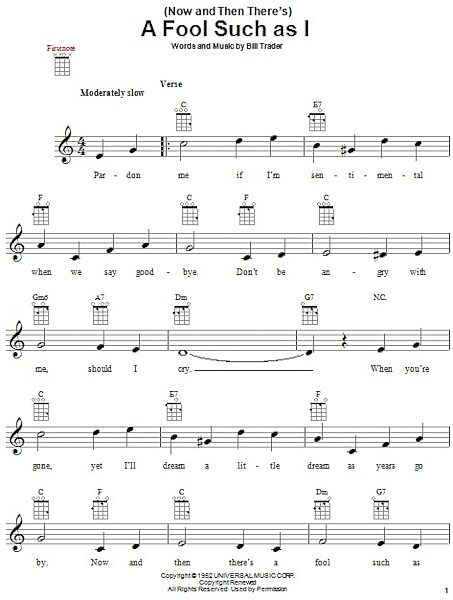 open zoom image for (Now And Then There's) A Fool Such As I - Ukulele, New, Main