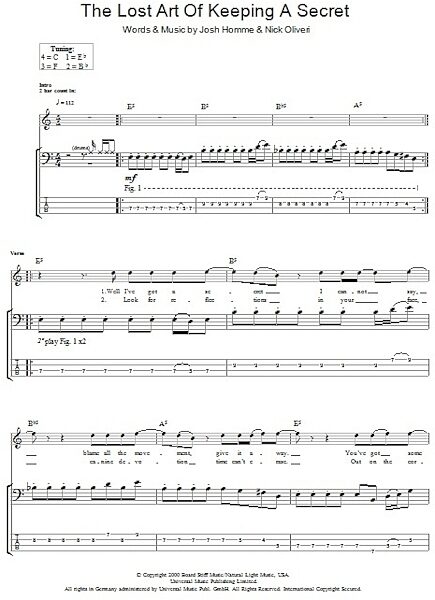 open zoom image for The Lost Art Of Keeping A Secret - Bass Tab, New, Main