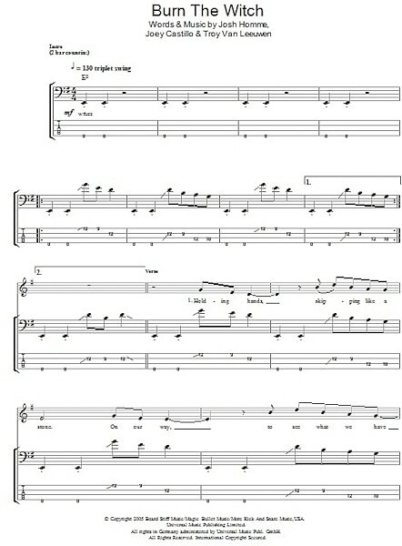 open zoom image for Burn The Witch - Bass Tab, New, Main