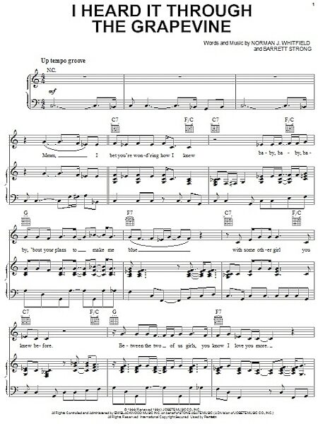 open zoom image for I Heard It Through The Grapevine - Piano/Vocal/Guitar, New, Main