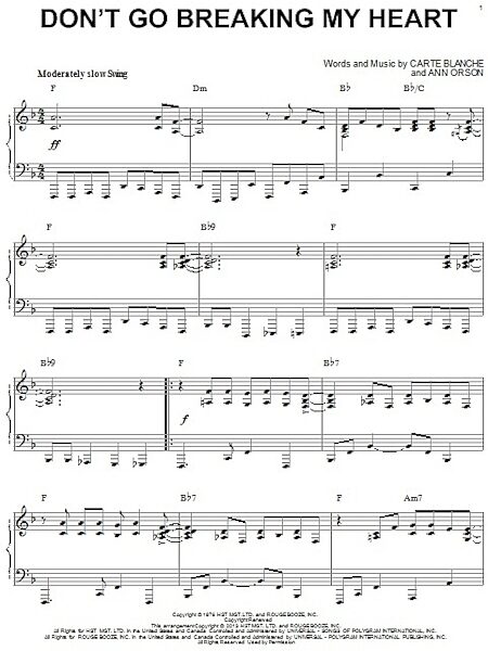open zoom image for Don't Go Breaking My Heart - Piano Solo, New, Main