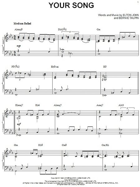 open zoom image for Your Song - Piano Solo, New, Main