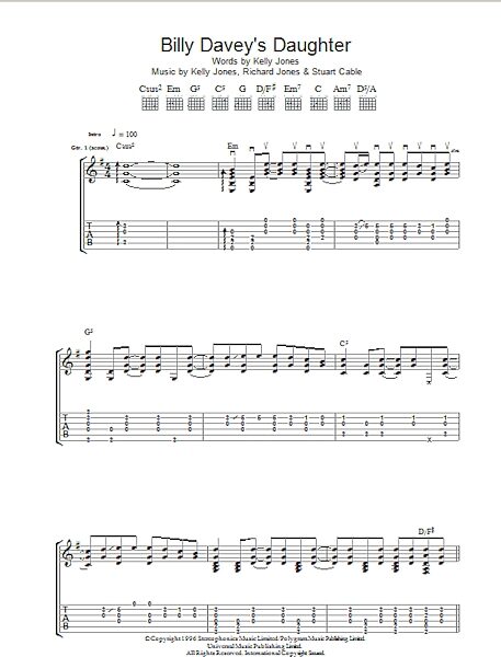 open zoom image for Billy Davey's Daughter - Guitar TAB, New, Main