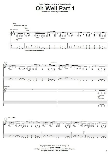 open zoom image for Oh Well Part 1 - Guitar TAB, New, Main