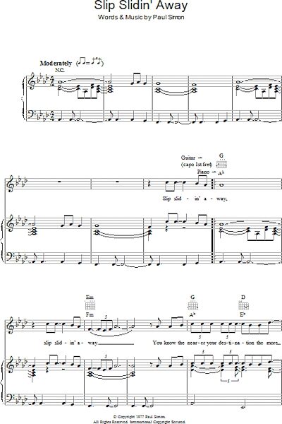 open zoom image for Slip Slidin' Away - Piano/Vocal/Guitar, New, Main