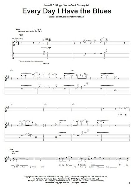 open zoom image for Every Day I Have The Blues - Guitar TAB, New, Main