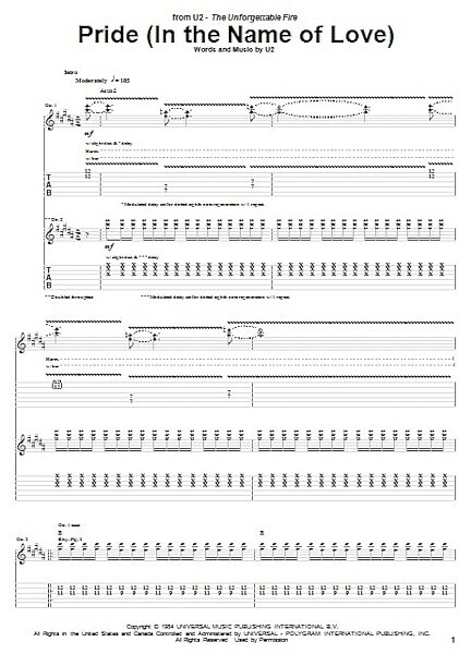open zoom image for Pride (In The Name Of Love) - Guitar TAB, New, Main