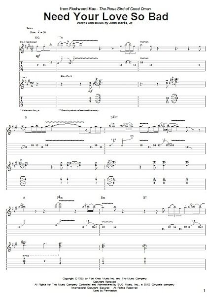 open zoom image for Need Your Love So Bad - Guitar TAB, New, Main