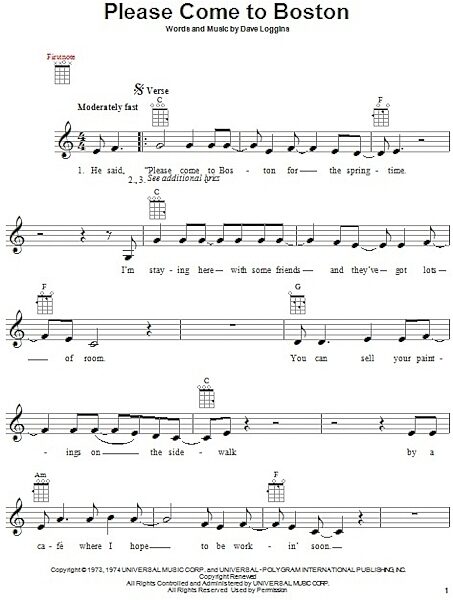 open zoom image for Please Come To Boston - Ukulele, New, Main